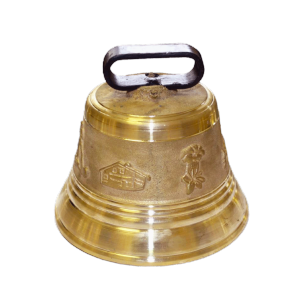 Cloche de vache en bronze avec une inscription