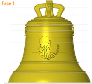 Bronze bell object of an original personalized gift for a birthday