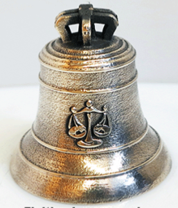 Bronze bell object of an original gift for a birthday.