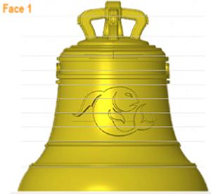 Bronze bell object of an original personalized gift for a birthday